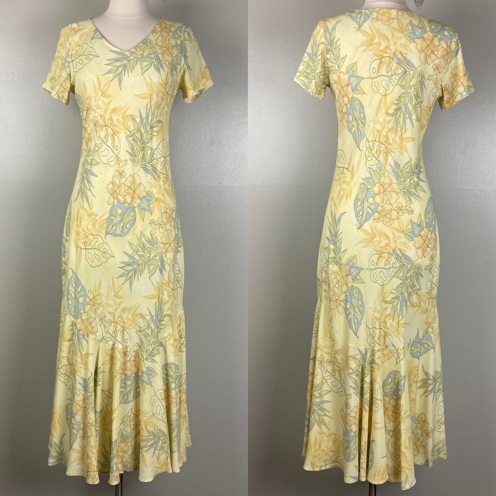 HAWAIIAN MOON - XS - VINTAGE Yellow Aloha Dress